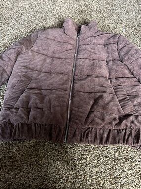 Papermoon Brown Corduroy Quilted Puffer Jacket